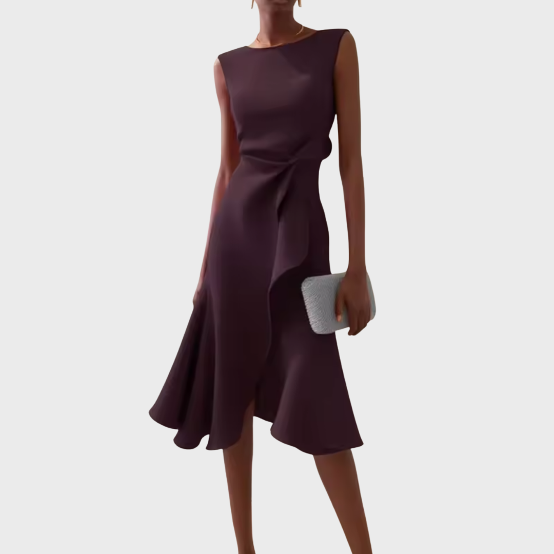Women's Dress | Ruffle Hem Wrap Detail Midi