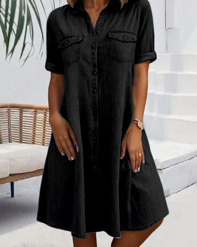 Women's Dress | Collared Button Front Pockets