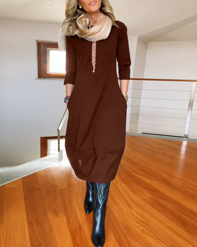 Women's Dress | Round Neck Midi