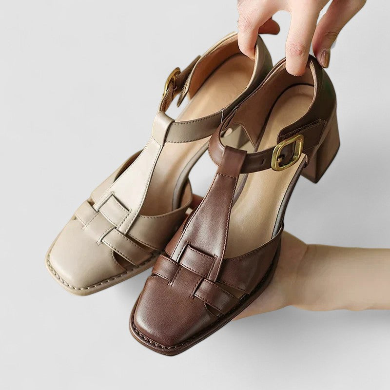 Shelley | Orthopedic T-Strap Block Heels