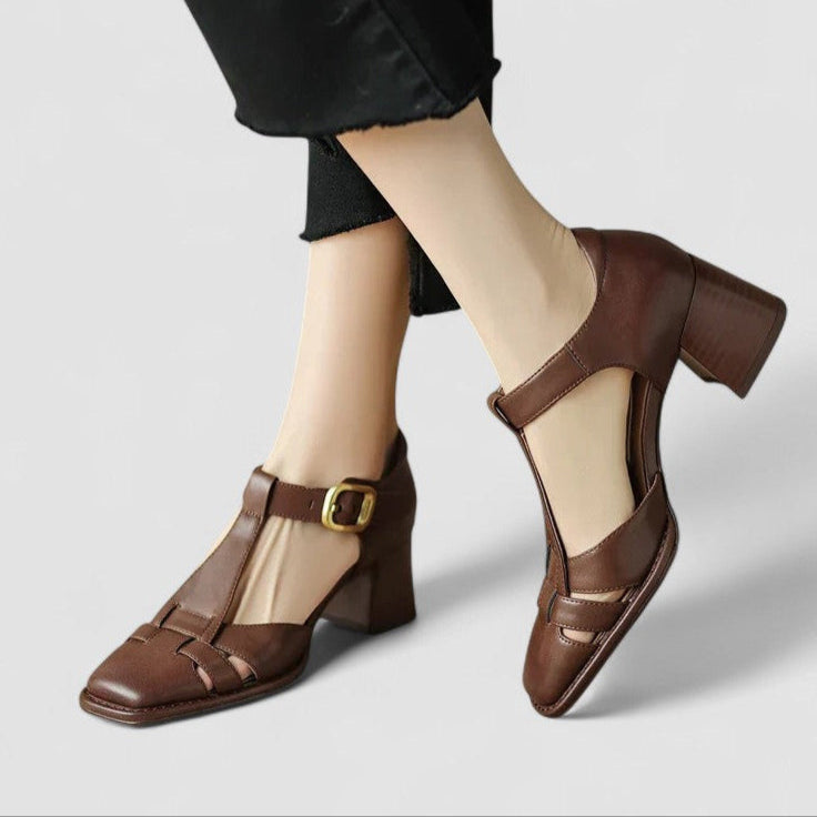Shelley | Orthopedic T-Strap Block Heels