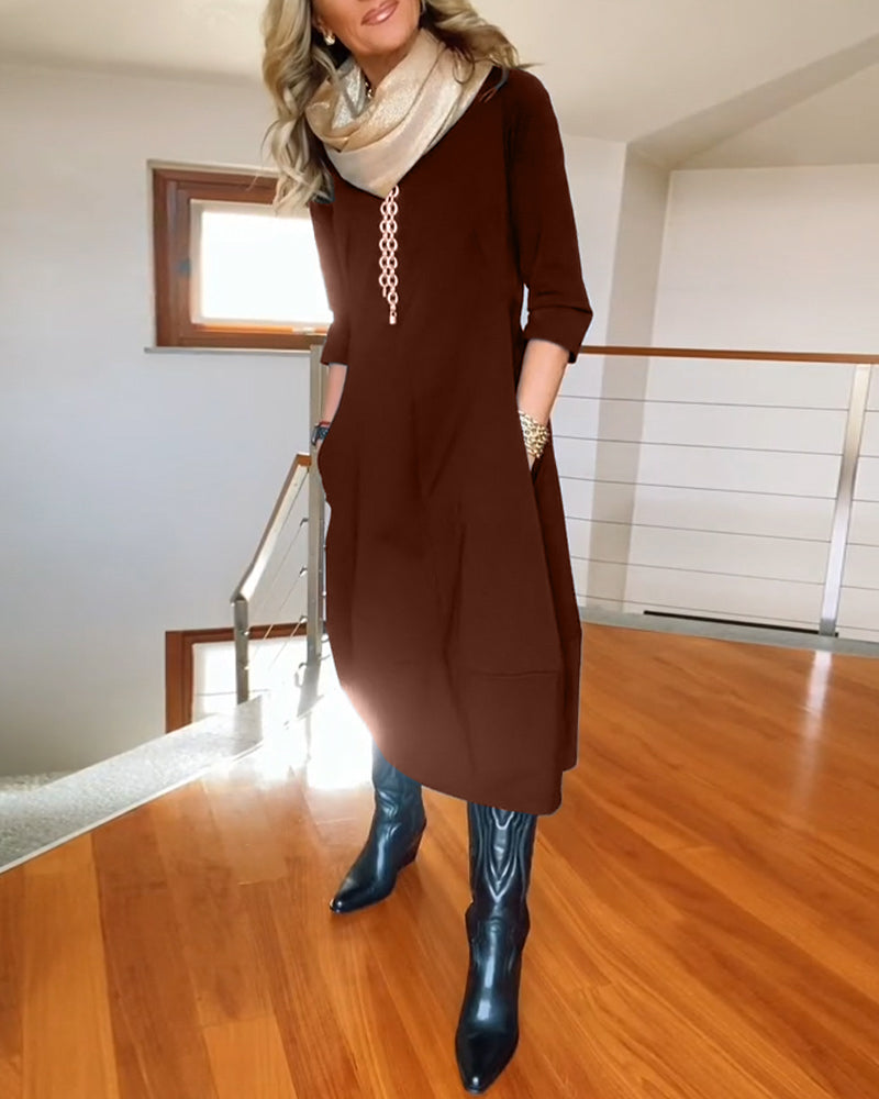 Women's Dress | Round Neck Midi