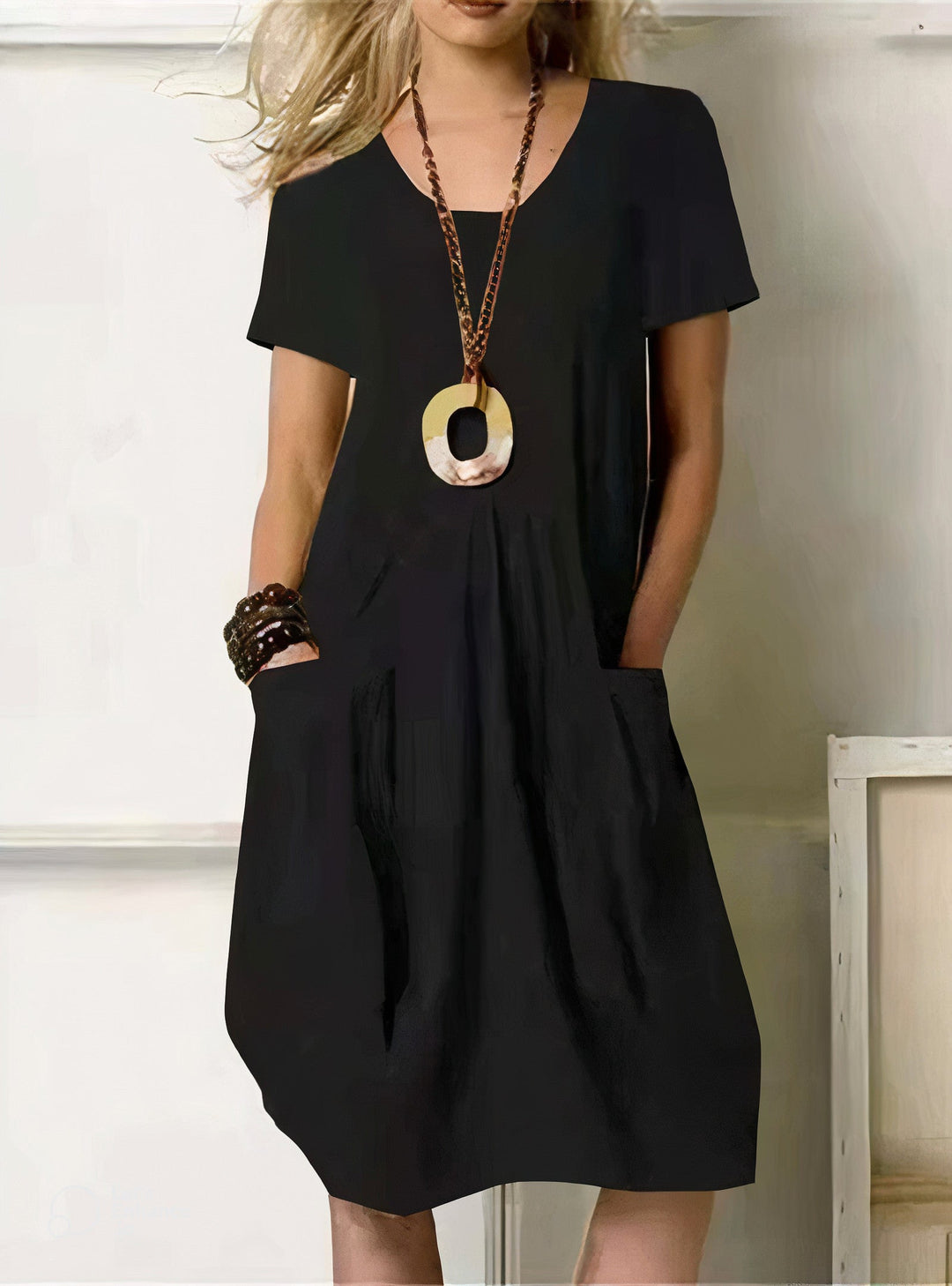 Women's Dress | Round Neckline Short Sleeve Cut Mini
