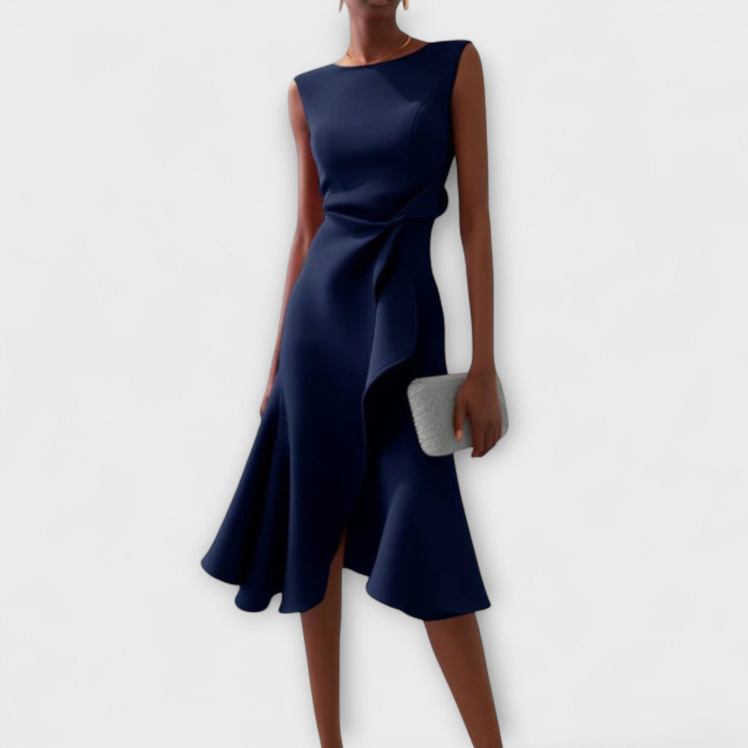 Women's Dress | Ruffle Hem Wrap Detail Midi