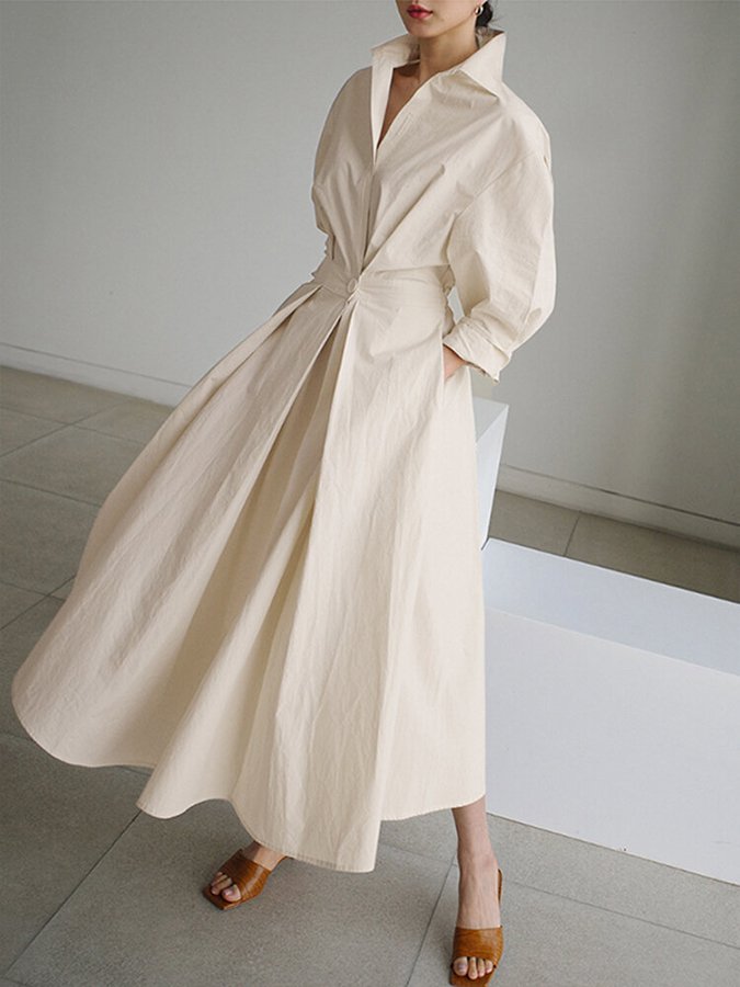 Women's Dress | Collared Long Sleeve Maxi