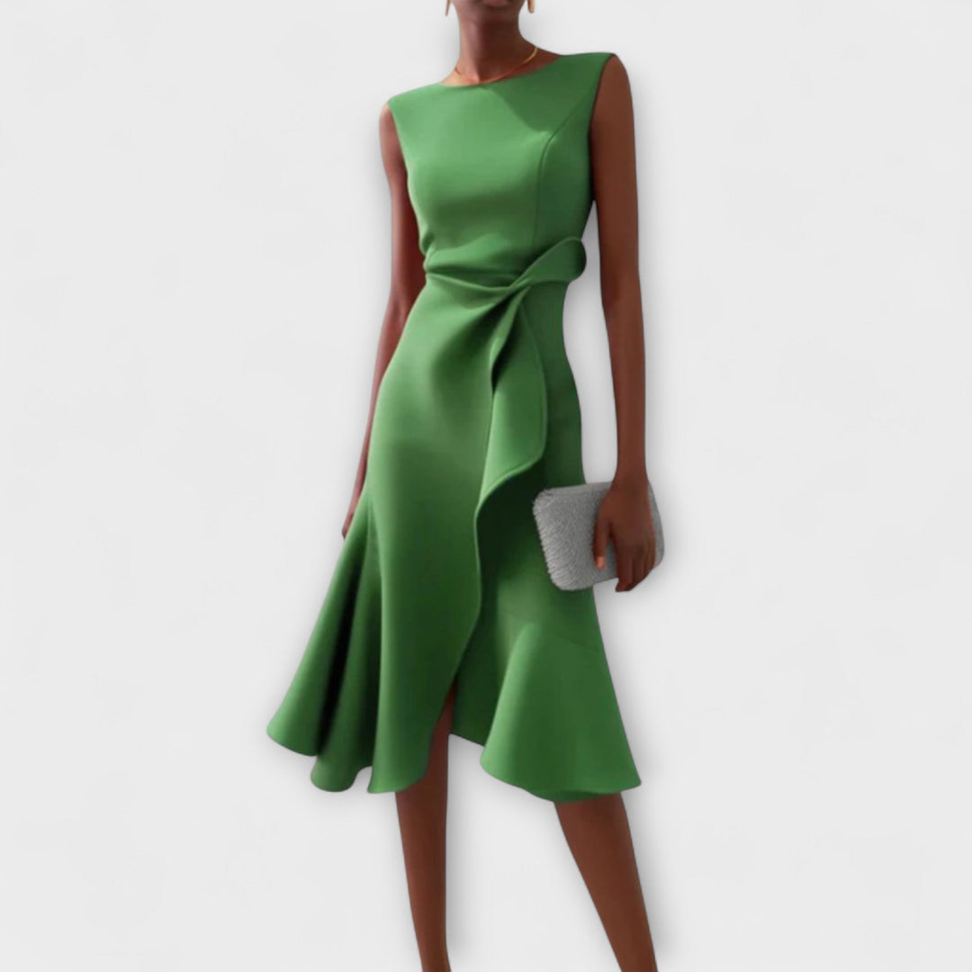 Women's Dress | Ruffle Hem Wrap Detail Midi