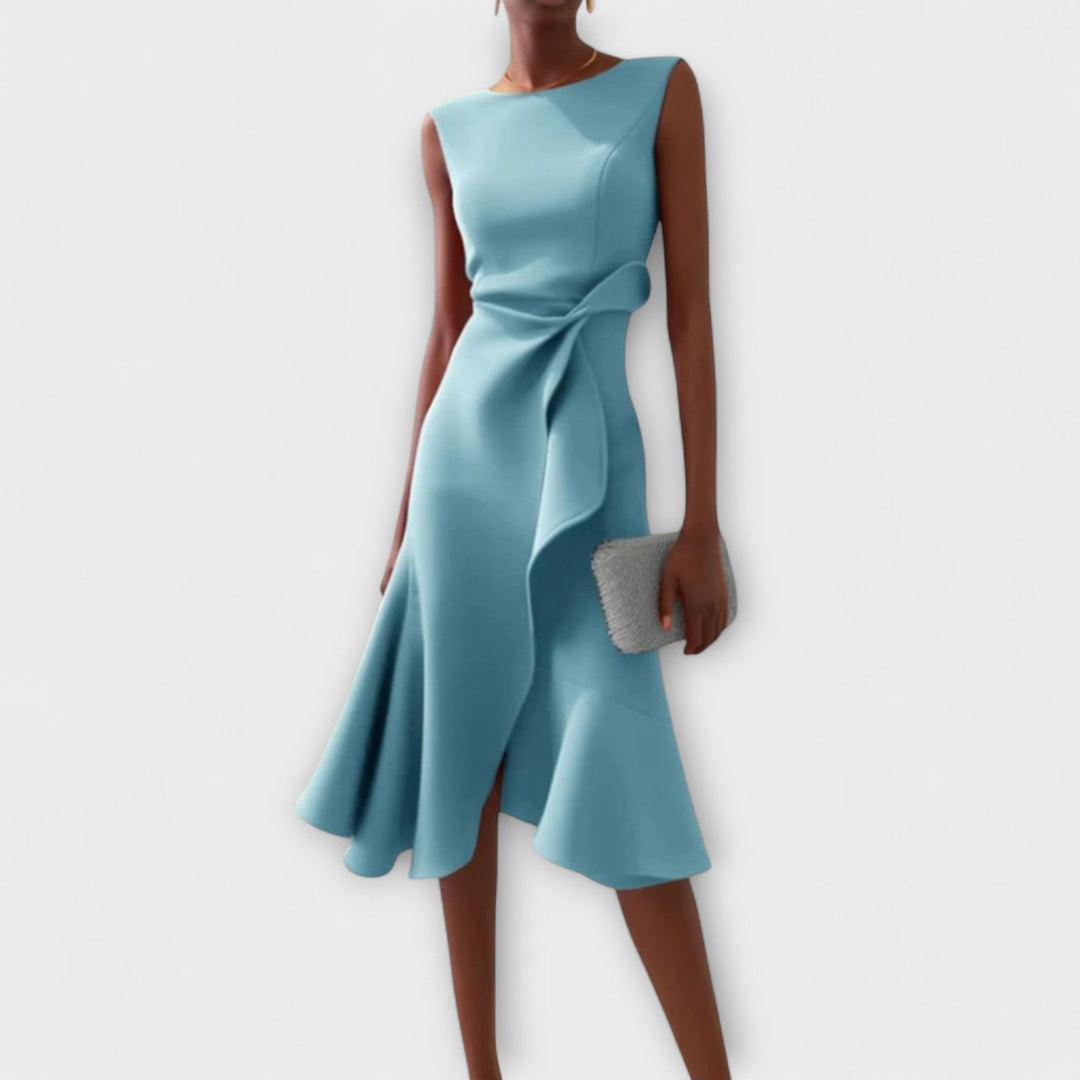 Women's Dress | Ruffle Hem Wrap Detail Midi