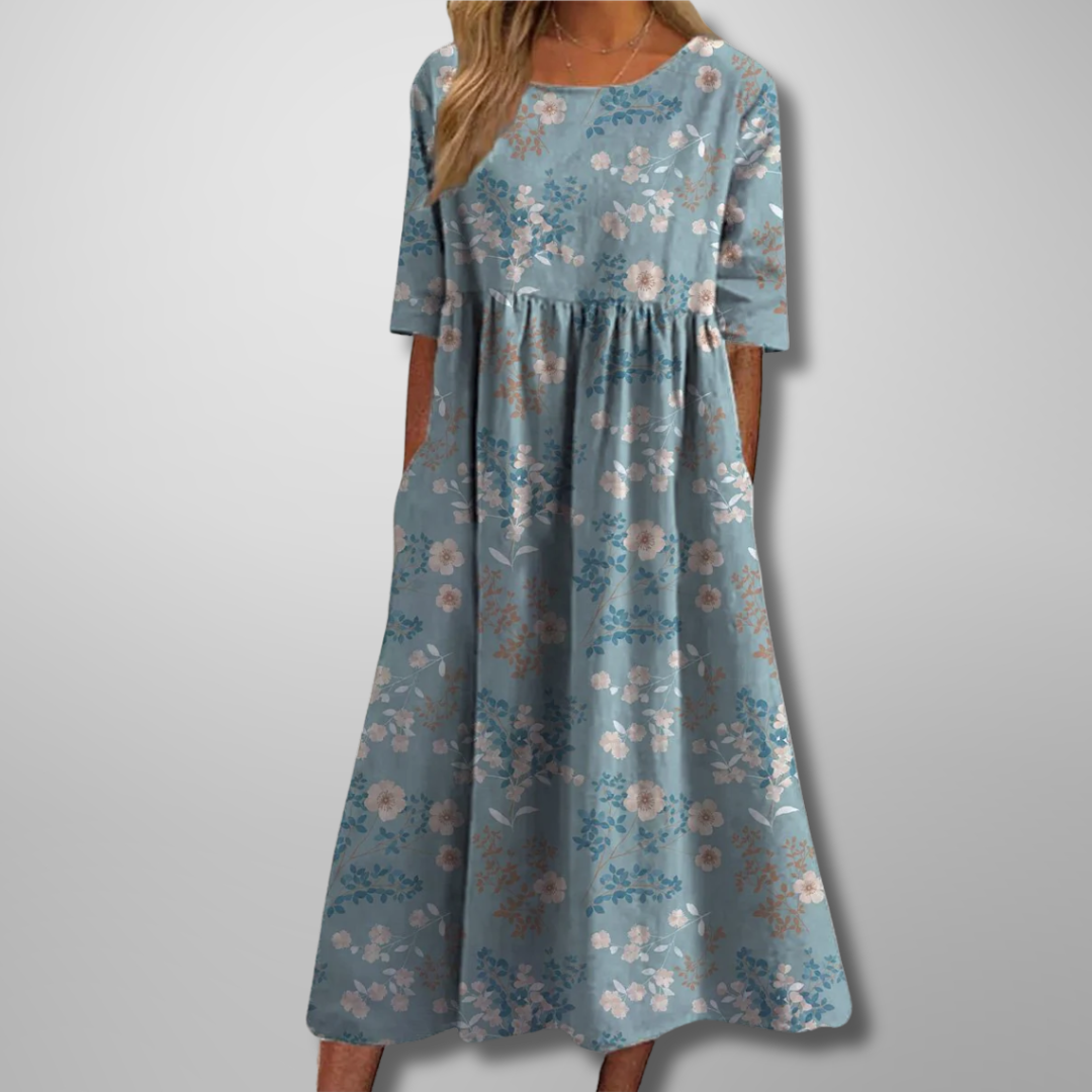 Women's Dress | Short Sleeve Loose Fit Midi