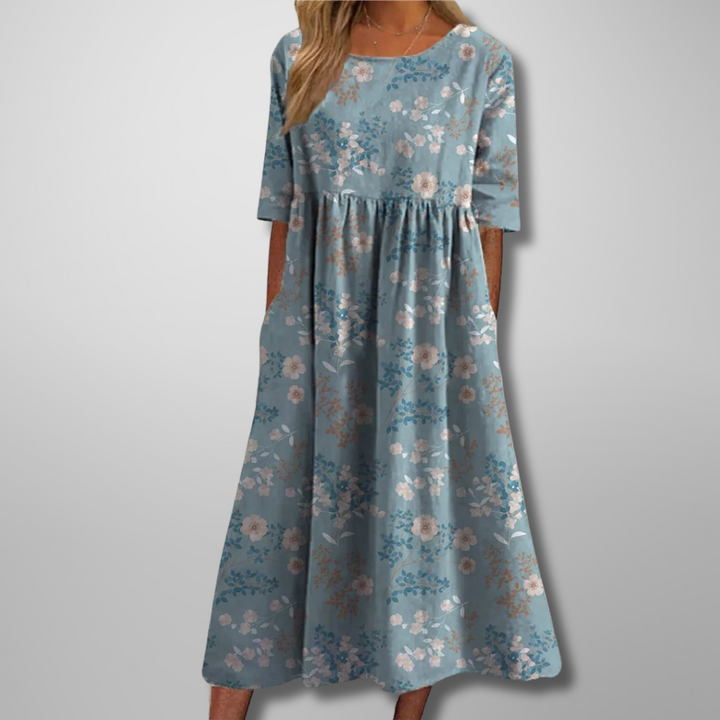 Women's Dress | Short Sleeve Loose Fit Midi