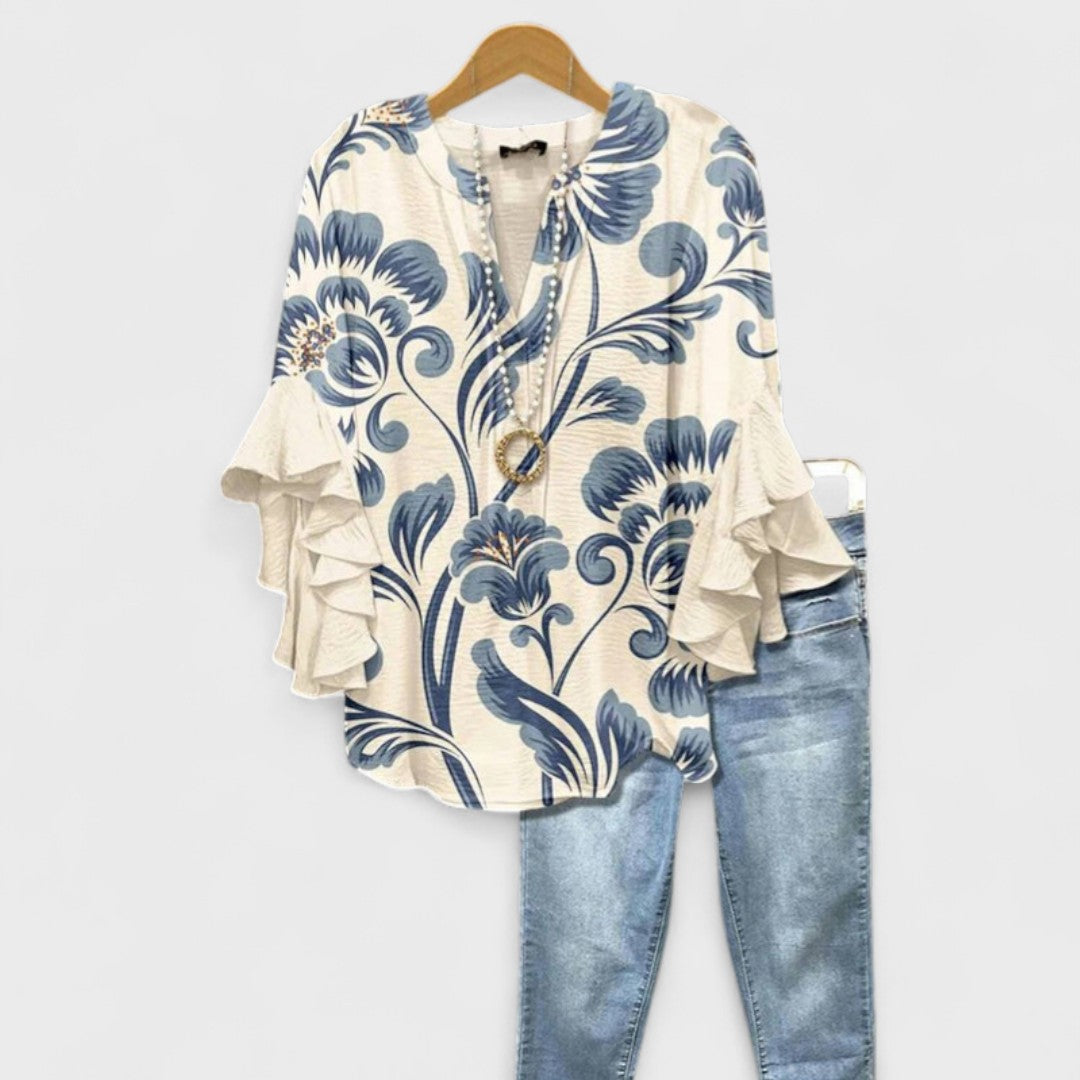 Women’s Blouse | V-Neck Ruffle Sleeve