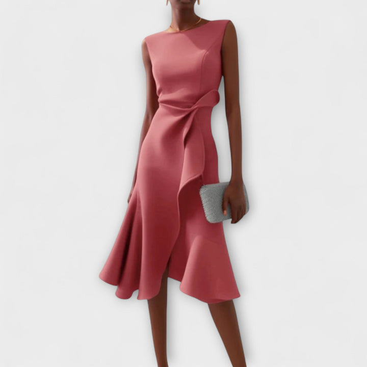 Women's Dress | Ruffle Hem Wrap Detail Midi