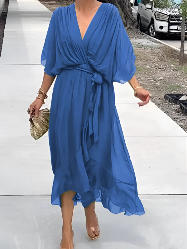 Women's Dress | V-Neck Maxi Tie Waist