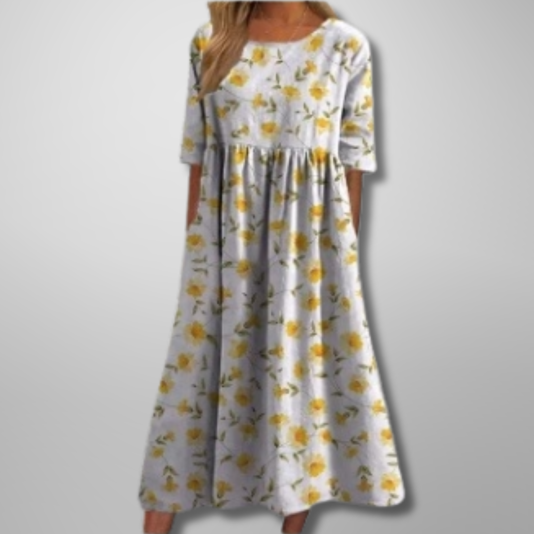 Women's Dress | Short Sleeve Loose Fit Midi