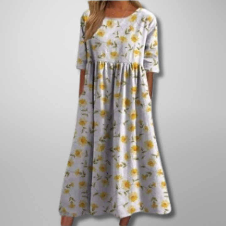 Women's Dress | Short Sleeve Loose Fit Midi