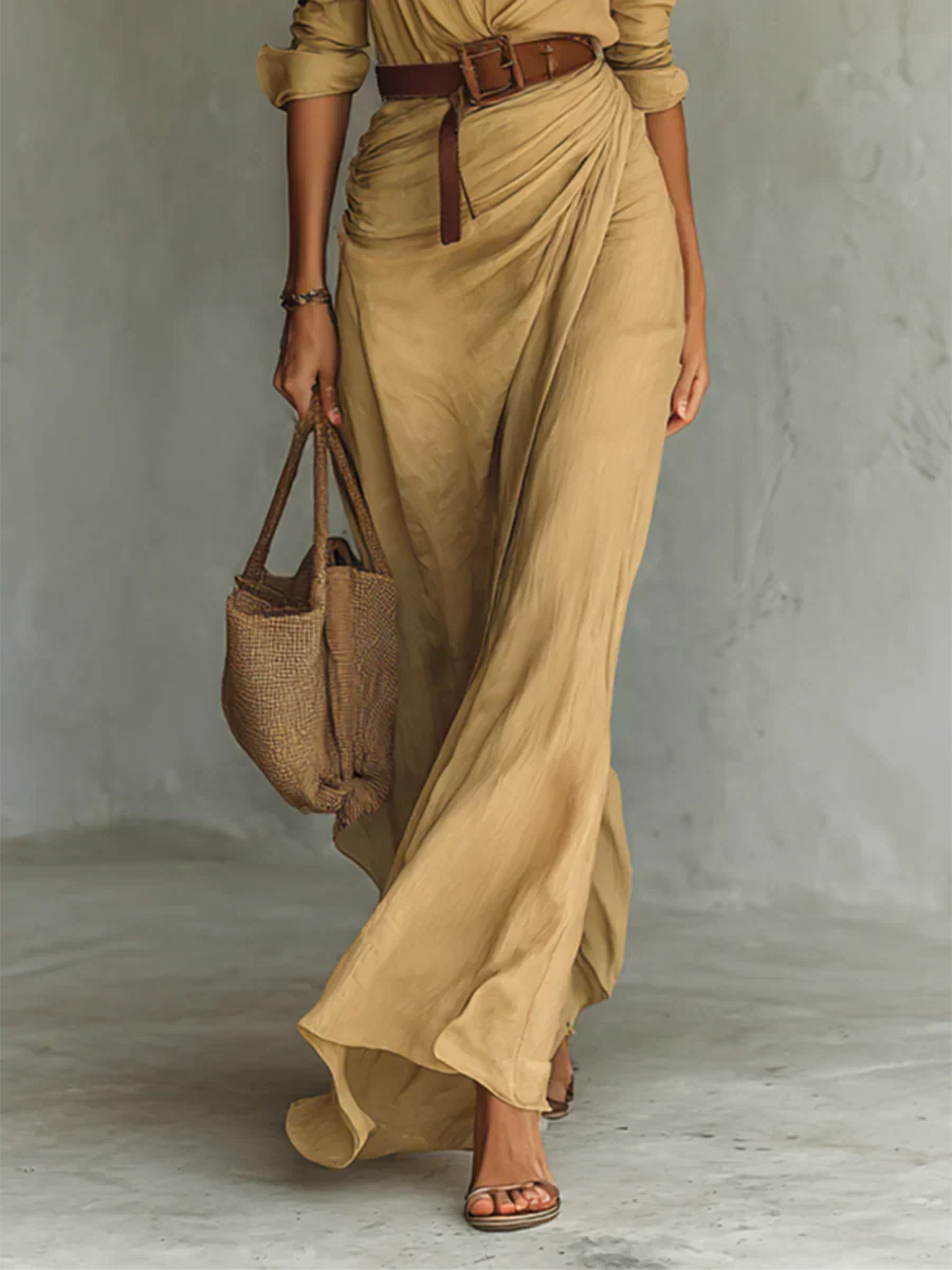 Women’s Dress | Long Sleeve Belted Maxi