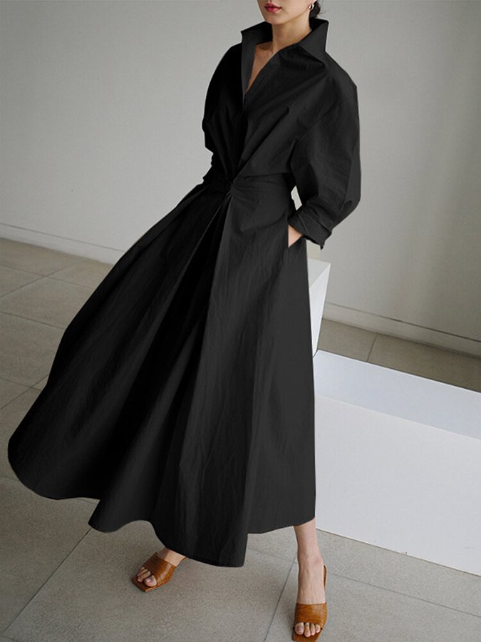 Women's Dress | Collared Long Sleeve Maxi