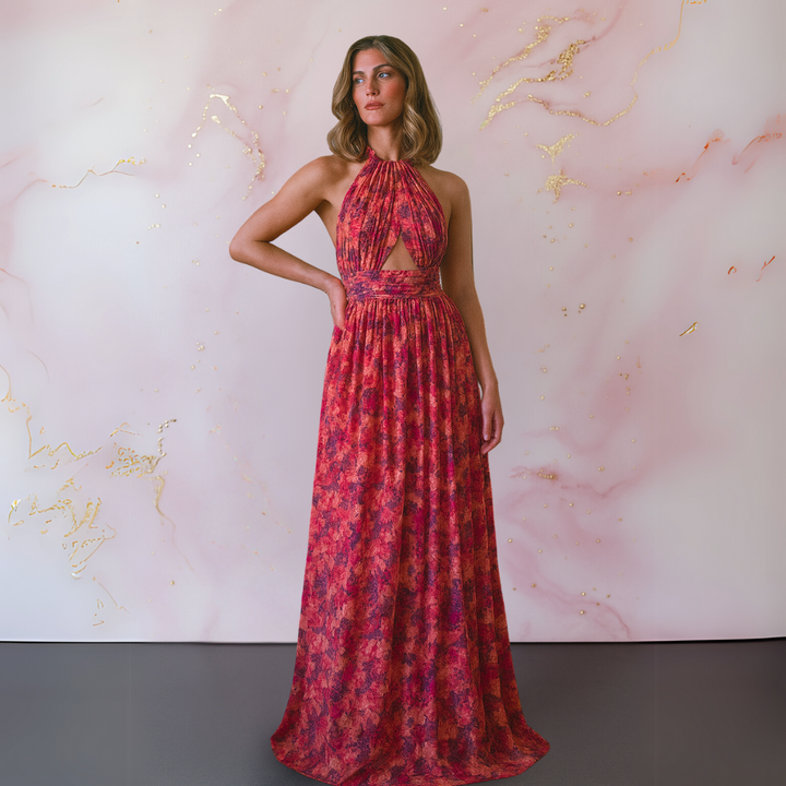 Women's Dress | Halter Neck Front Slit Maxi