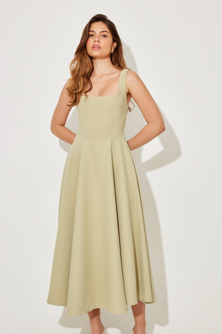 Women's Dress | Square Neck Sleeveless Midi