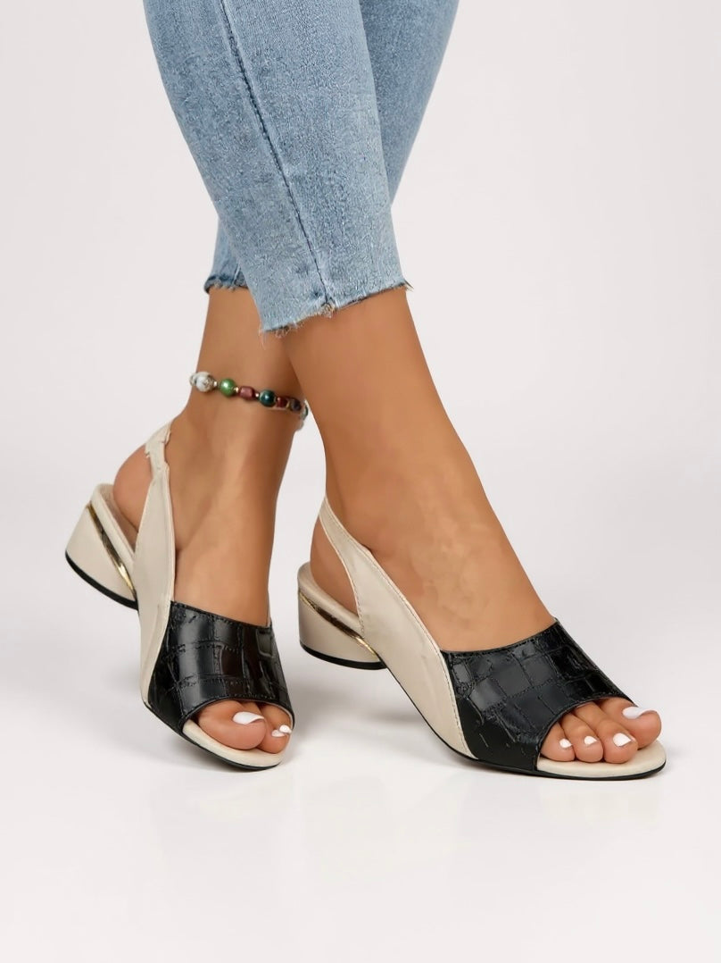 Women's Slingback Block Heel Sandals with Wide Strap