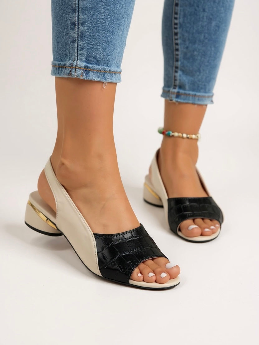 Women's Slingback Block Heel Sandals with Wide Strap