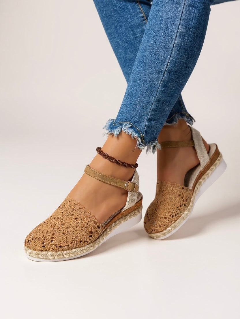 Women's Orthopedic Closed Toe Espadrille Sandals with Ankle Strap