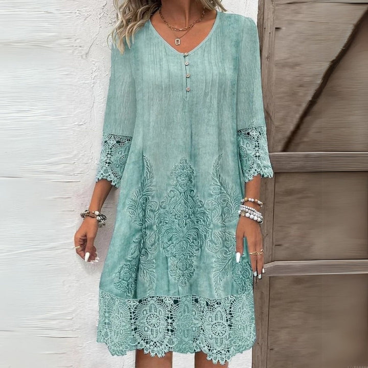 Women’s Dress | V-Neck Embroidered Midi