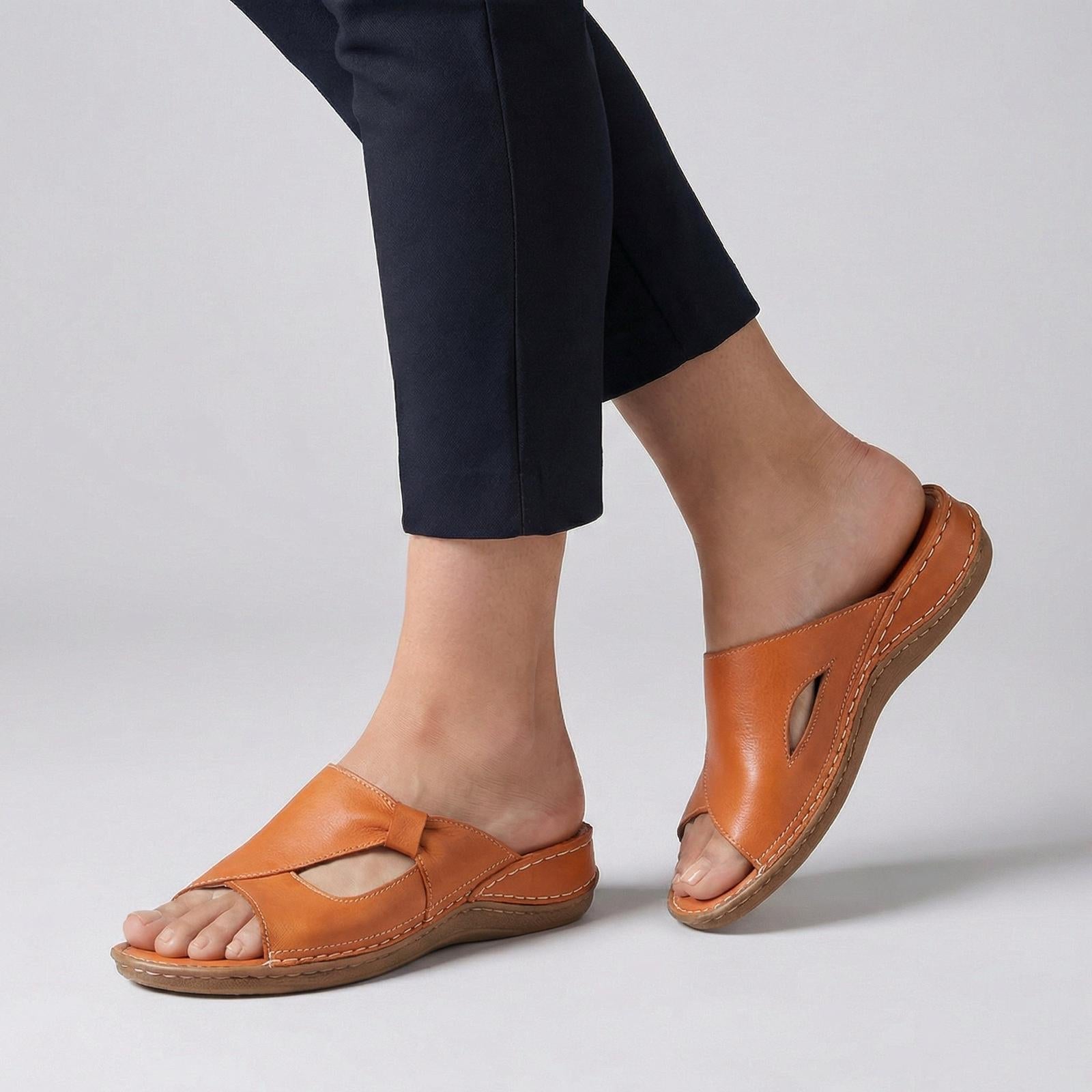 Mia | Orthopedic Slide Sandals Women Open Toe Leather Comfort