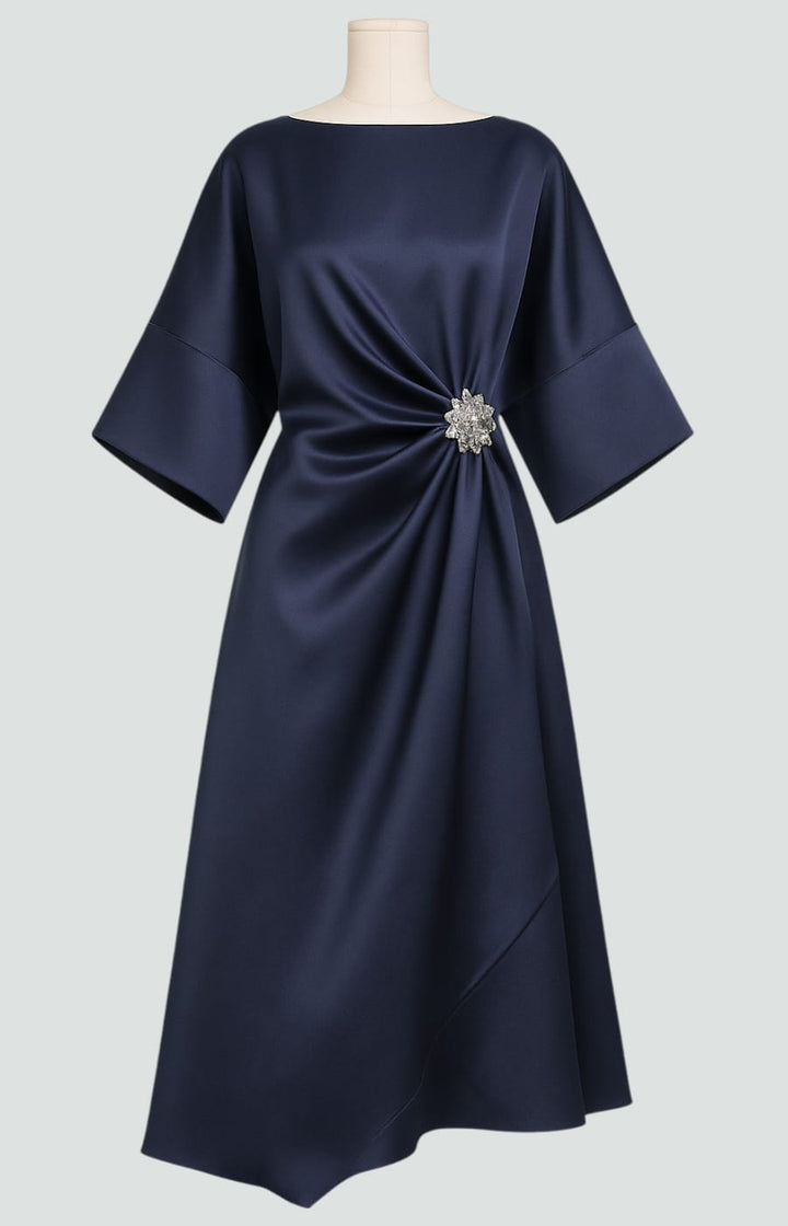 Women's Dress | Draped Midi Batwing Sleeve