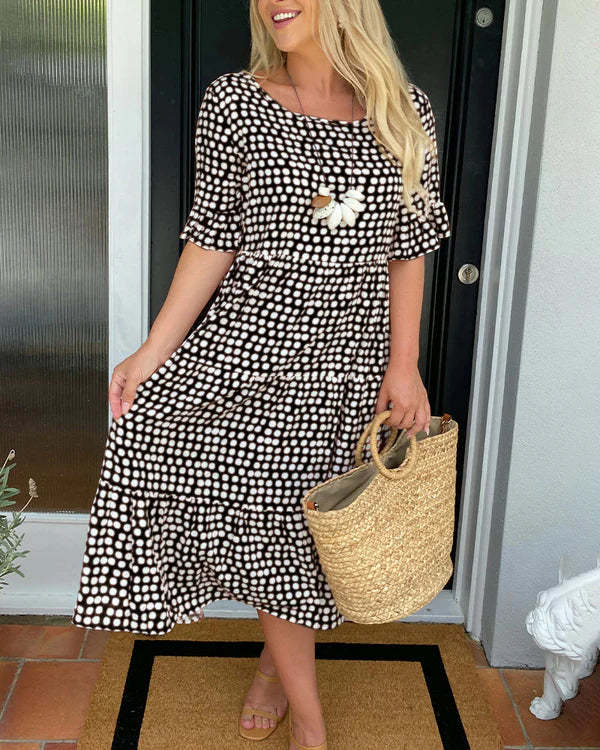Women’s Dress | Polka Dot Midi Short Sleeve