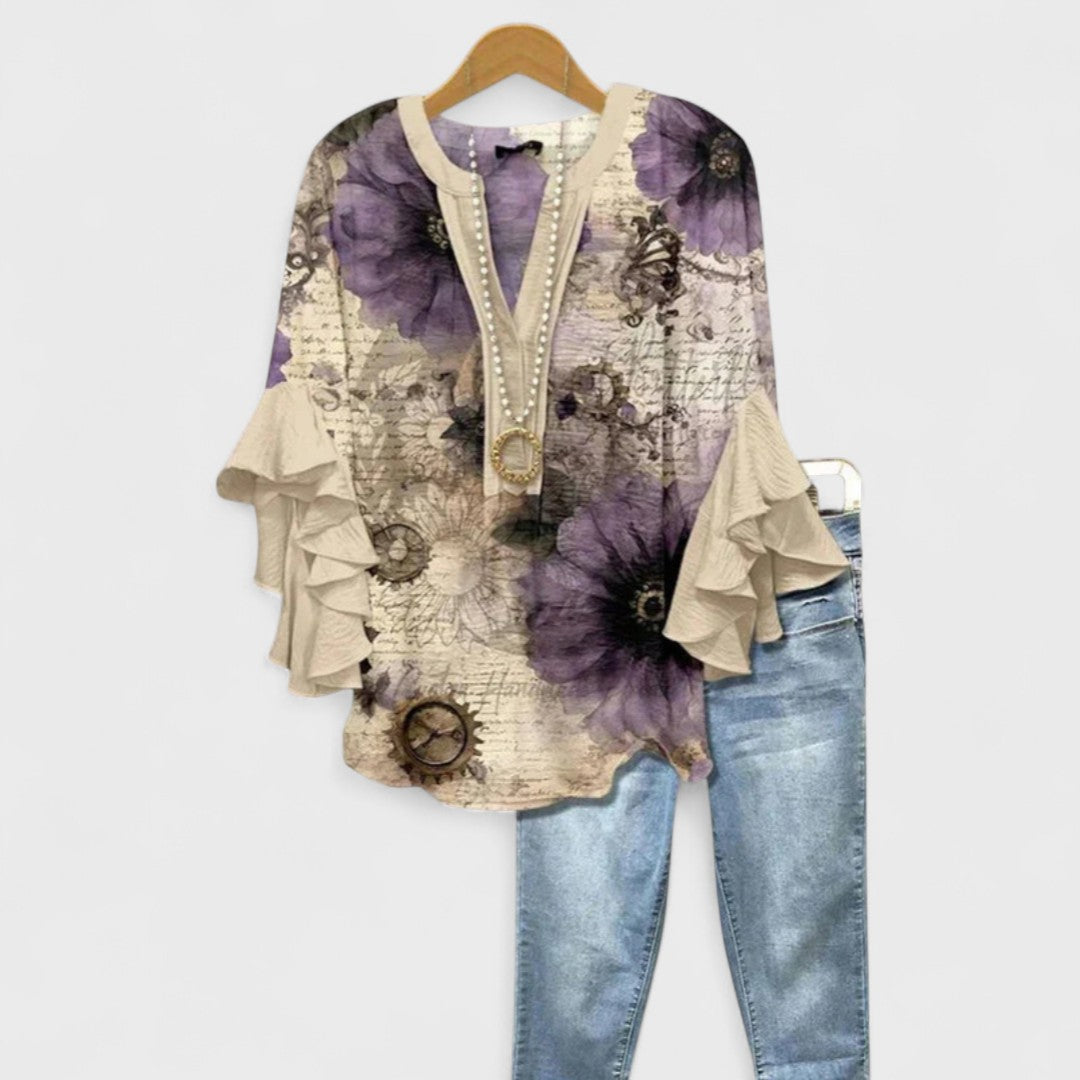 Women’s Blouse | V-Neck Ruffle Sleeve