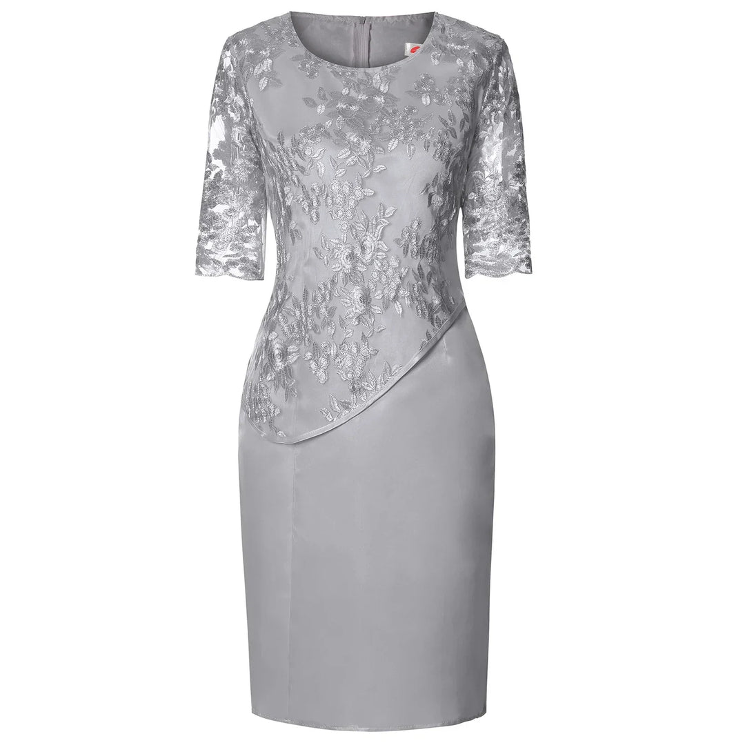 Women's Dress | Knee Length Embroidered Overlay