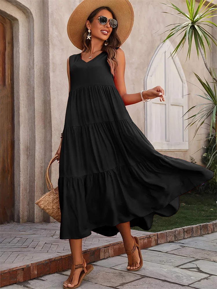 Women’s Dress | Sleeveless V-Neck Maxi