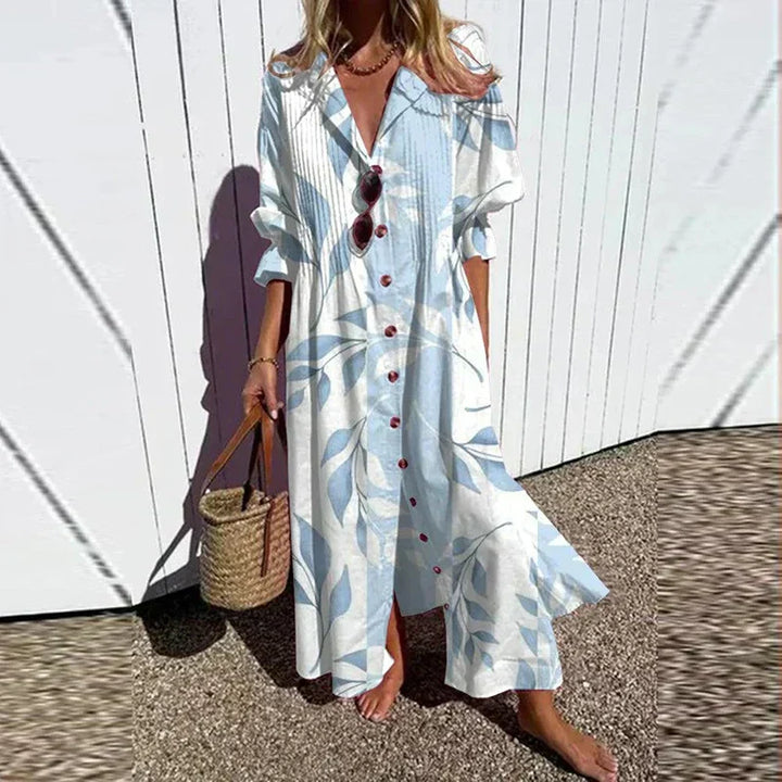 Women's Dress | Floral V-Neck Long Sleeve Maxi