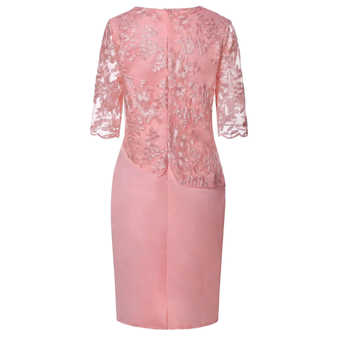 Women's Dress | Knee Length Embroidered Overlay