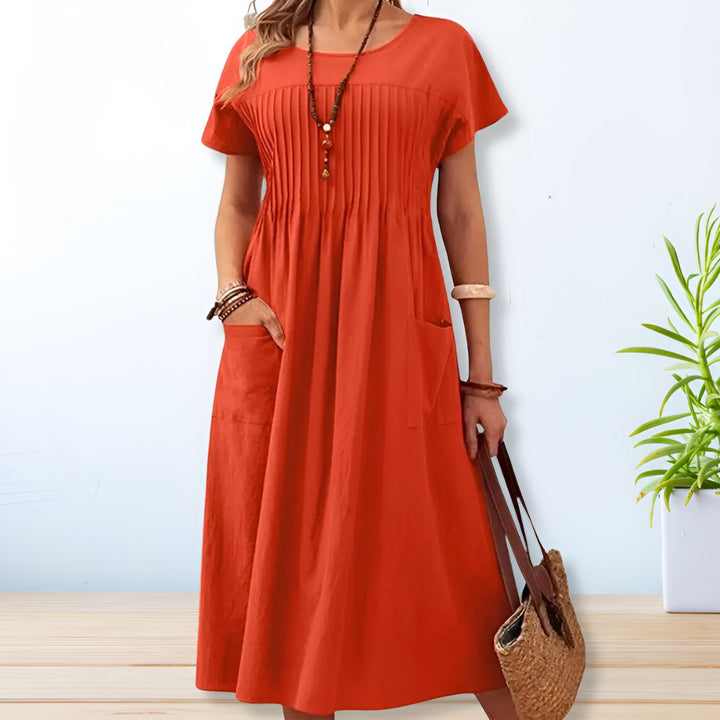 Women's Dress | Pleated Front Panel Midi