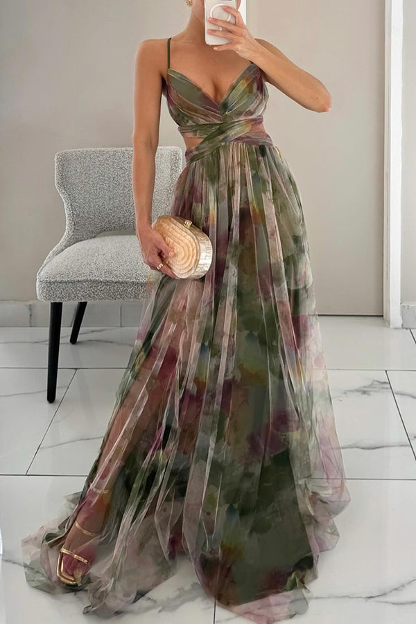 Women's Dress | V-neckline Fitted Bodice Maxi