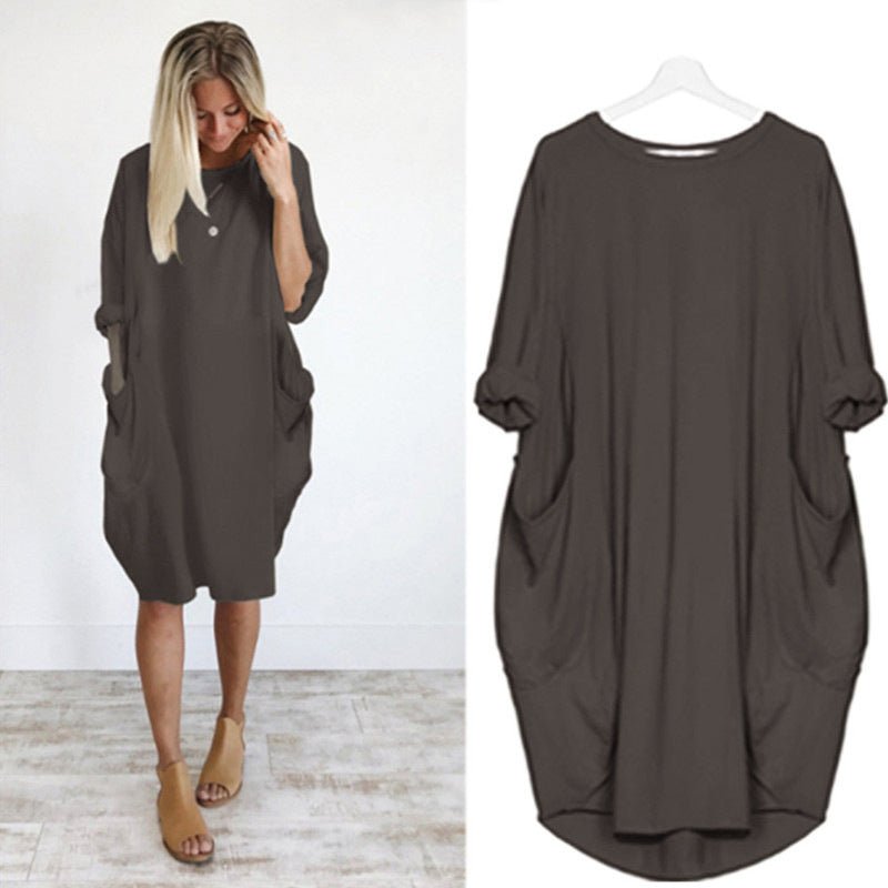 Women's Dress | Loose Shift Front Pockets Mini