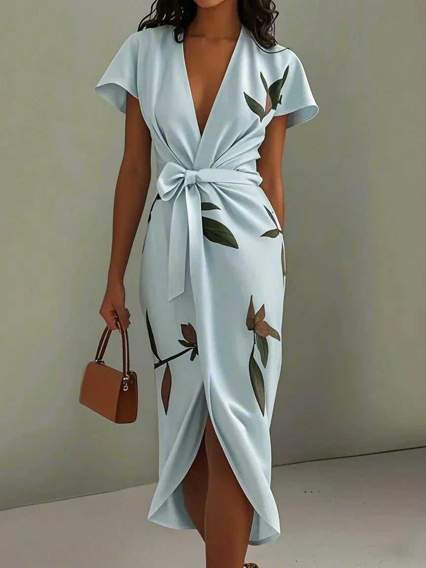 Women’s Dress | Printed Wrap Tie Waist