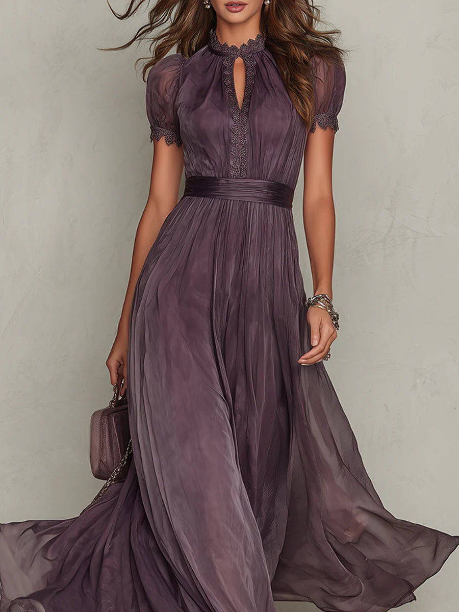 Women's Maxi Sundress | Keyhole Short Sleeve