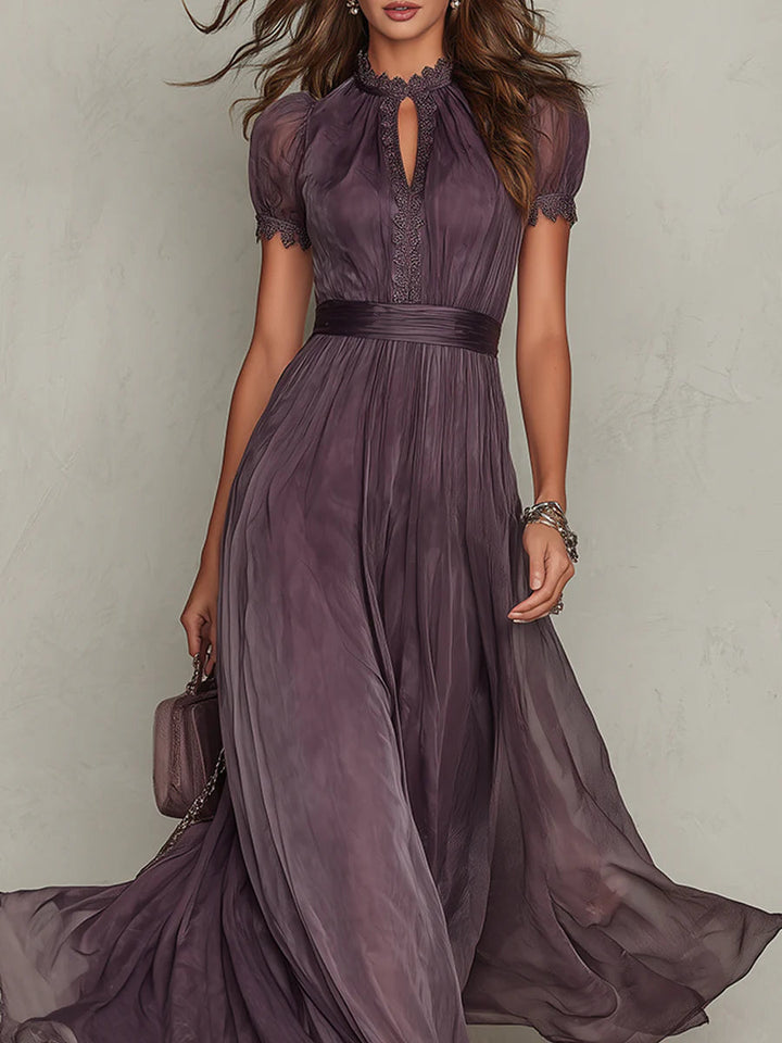 Women's Maxi Sundress | Keyhole Short Sleeve