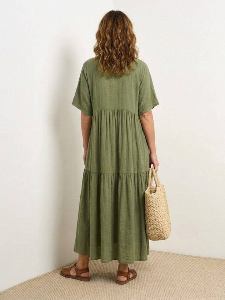 Women's Boho Maxi Dress | V-Neck Tiered