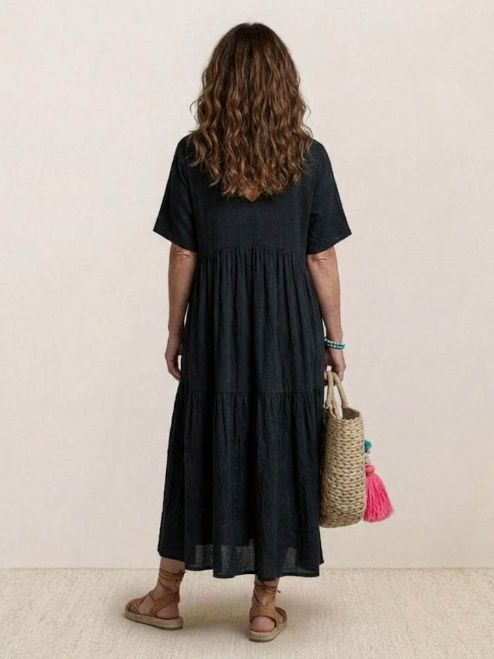 Women's Boho Maxi Dress | V-Neck Tiered