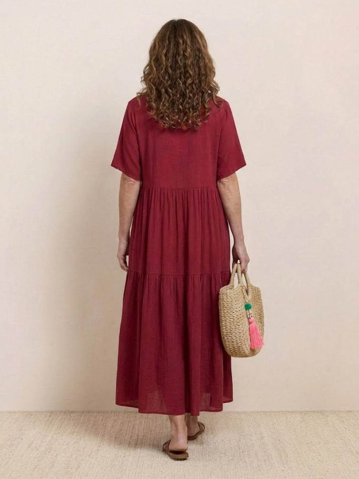 Women's Boho Maxi Dress | V-Neck Tiered