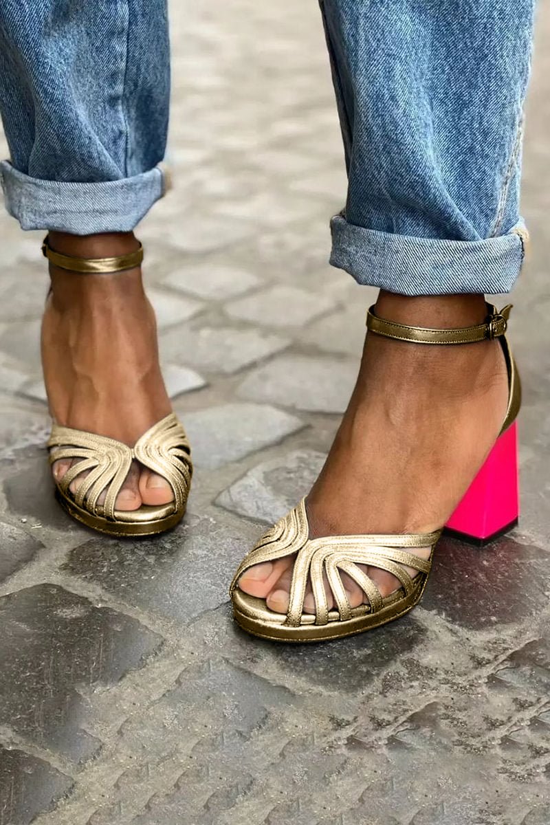 Evelyn | Women's Block Heel Sandals Open Toe Ankle Strap Multi-Strap