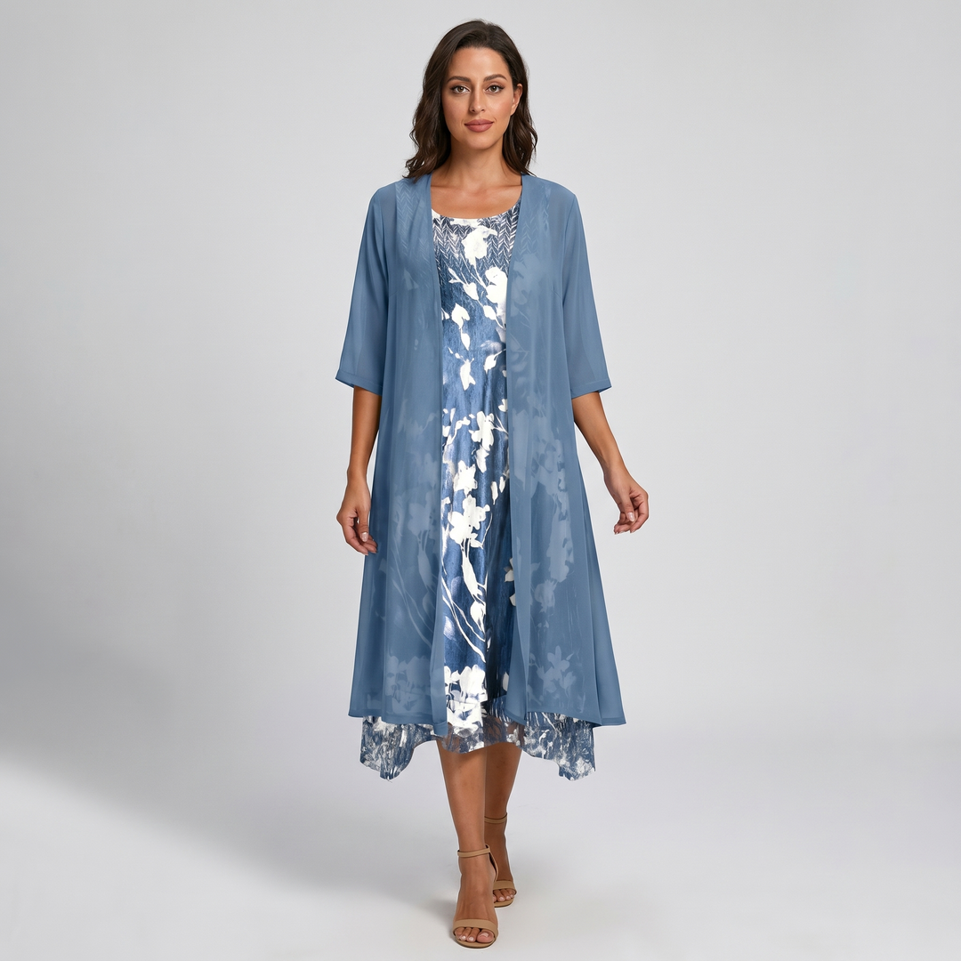 Women's Dress | Layered Open Front Midi