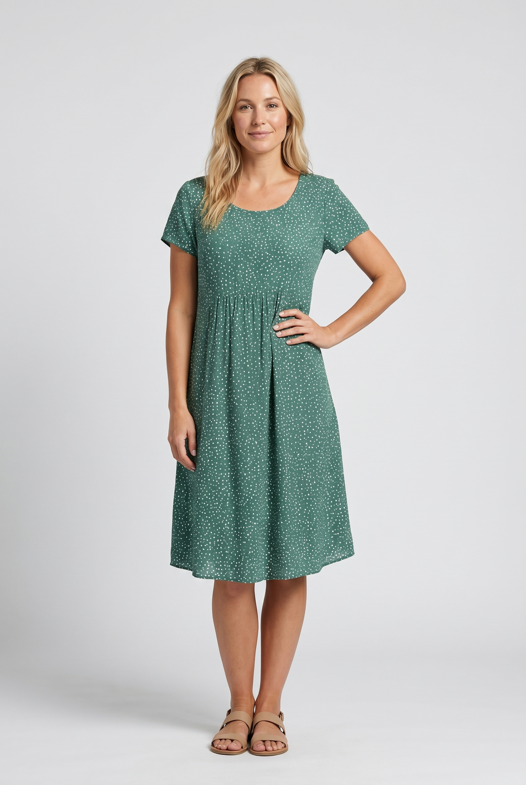 Women's Summer Dress | V Neck Short Sleeve Midi