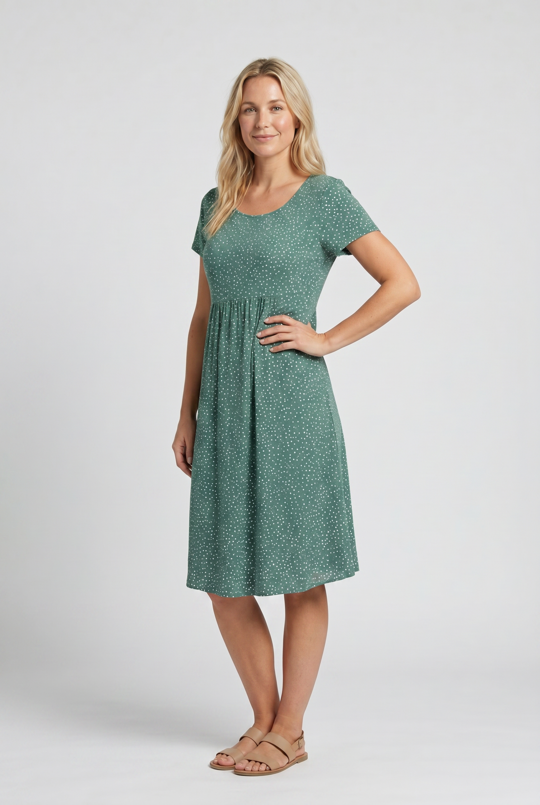 Women's Summer Dress | V Neck Short Sleeve Midi