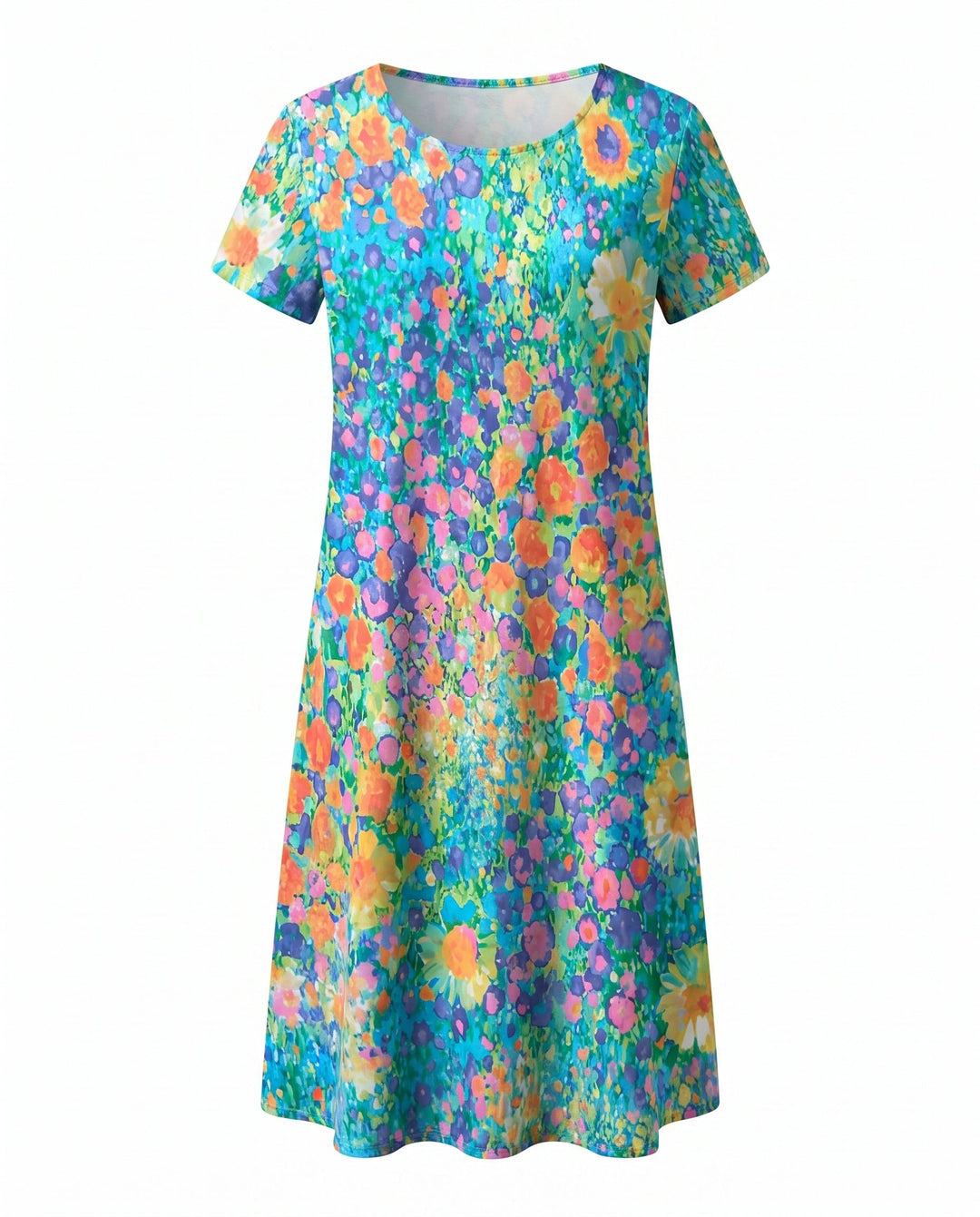 Women's Summer Dress | V Neck Short Sleeve Midi